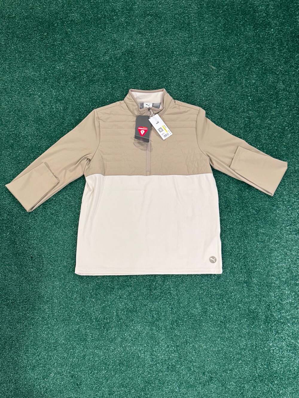 PUMA Men's Cloudspun Tech Hybrid 1/2 Zip Jacket Ice Coffee Medium